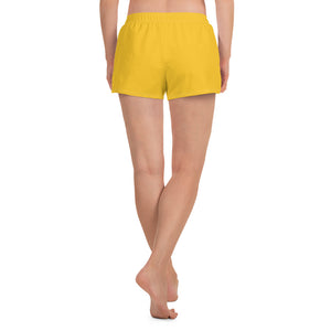 Om Emblem Women's Athletic Shorts in Saffron Yellow
