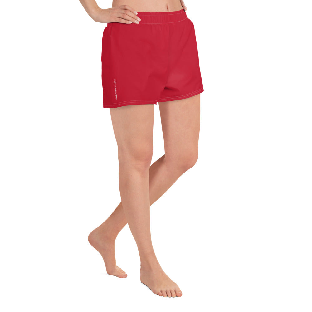 Om Emblem Women's Athletic Shorts in Vermillion Red