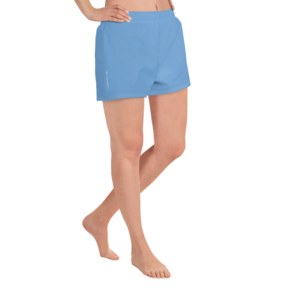 Om Emblem Women's Athletic Shorts in Himalaya Blue
