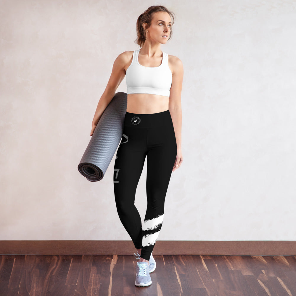 Om Element5 High Waisted Yoga Leggings In Pure Black