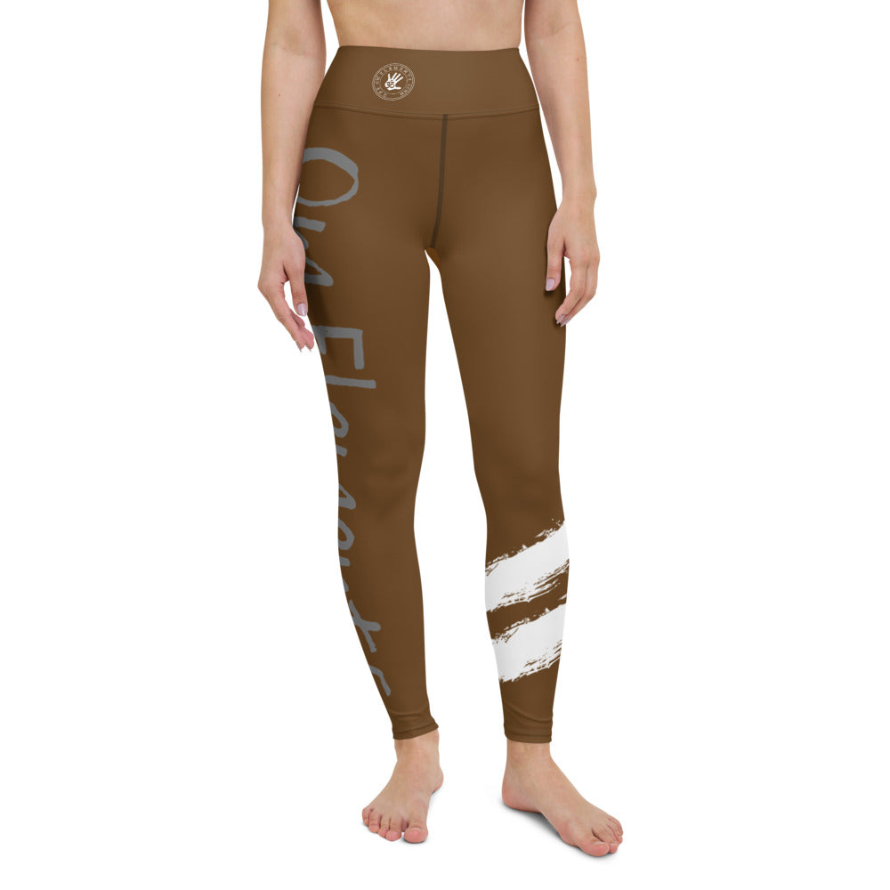 Om Element5 High Waisted Yoga Leggings In Earth Brown