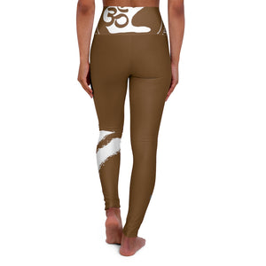 Petite Om Element5 High Waisted Yoga Leggings In Earth Brown