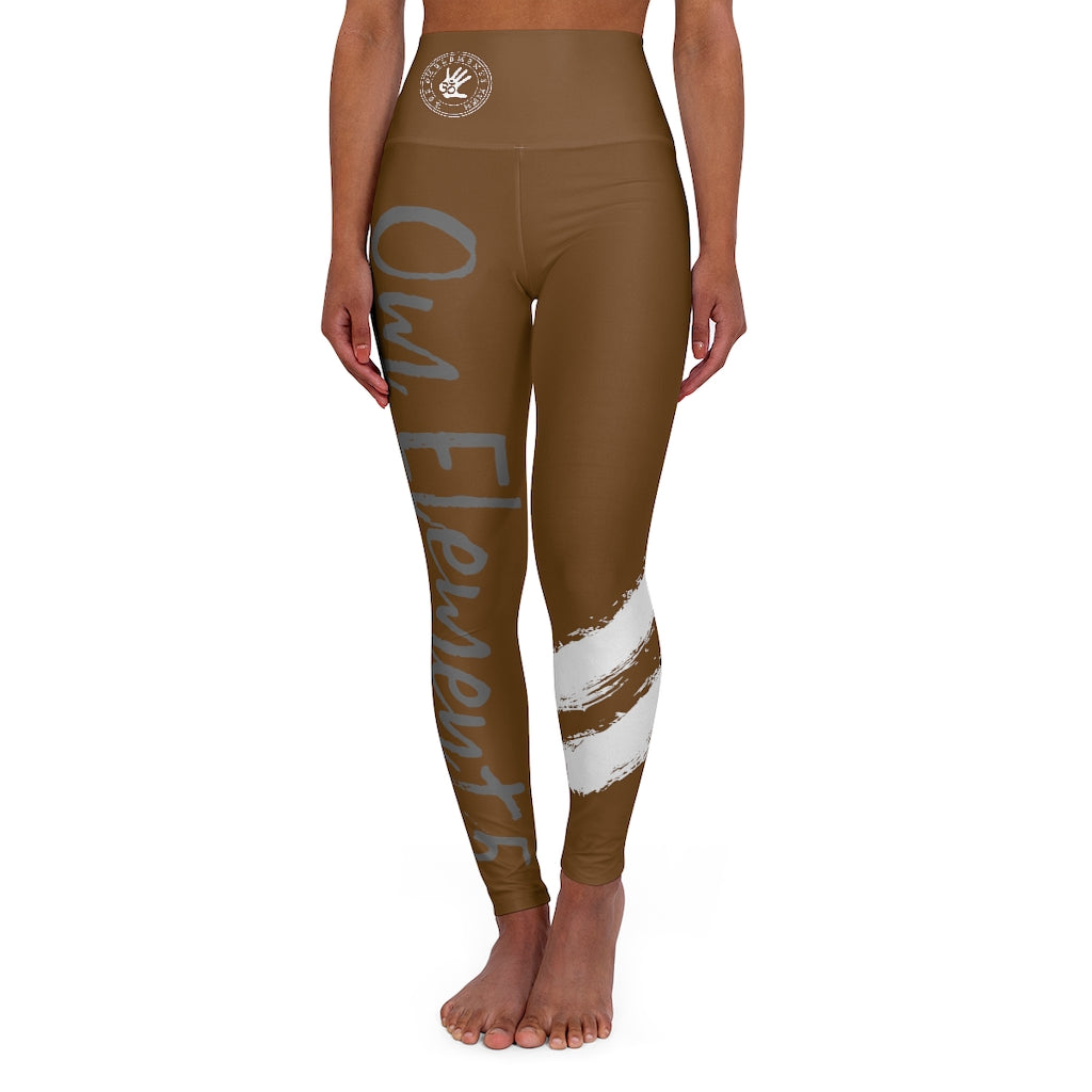 Petite Om Element5 High Waisted Yoga Leggings In Earth Brown